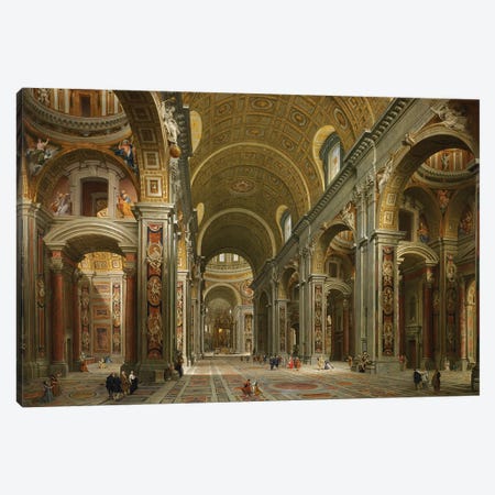 Interior of St. Peter's, Rome, 1731  Canvas Print #GPP5} by Giovanni Paolo Panini Canvas Wall Art