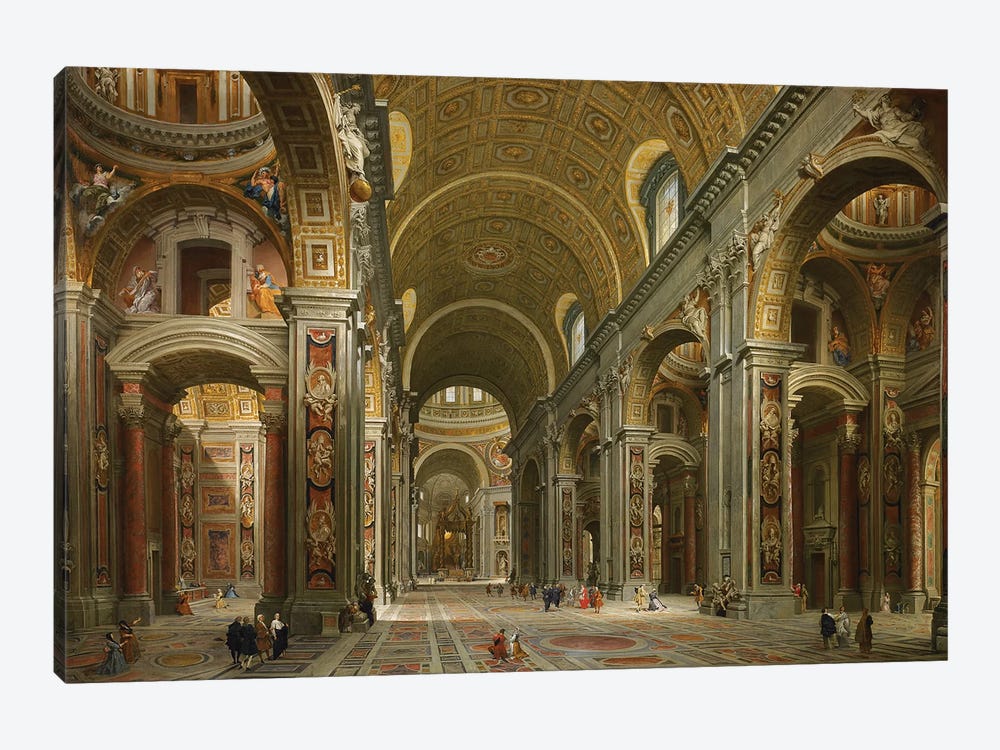 Interior of St. Peter's, Rome, 1731  by Giovanni Paolo Panini 1-piece Canvas Print