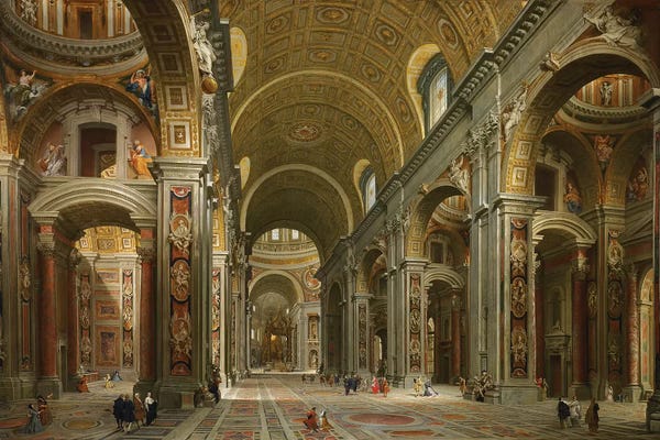 Lazio: Interior of St. Peter's, Rome, 1731  by Giovanni Paolo Panini