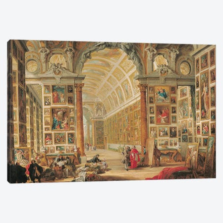 The Gallery of Cardinal Silvio Valenti-Gonzaga in Rome, 1749  Canvas Print #GPP8} by Giovanni Paolo Panini Canvas Art Print