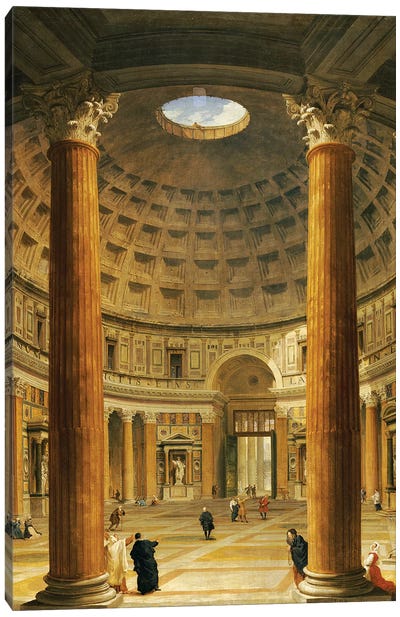 The Interior of the Pantheon, Rome, looking North from the Main Altar to the Entrance, 1732  Canvas Art Print - Interiors