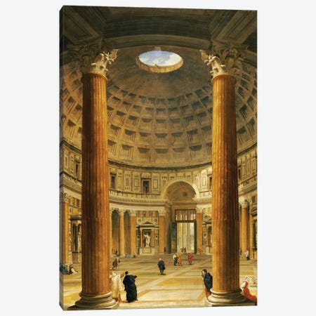 The Interior of the Pantheon, Rome, looking North from the Main Altar to the Entrance, 1732  Canvas Print #GPP9} by Giovanni Paolo Panini Canvas Art Print