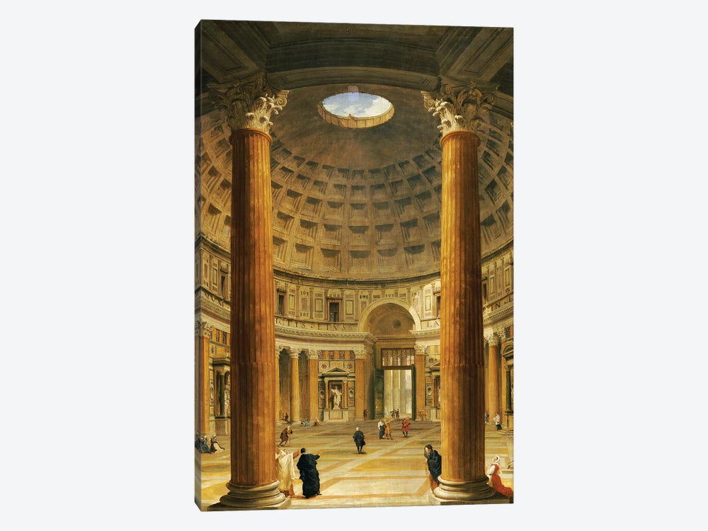 The Interior of the Pantheon, Rome, looking North from the Main Altar to the Entrance, 1732  by Giovanni Paolo Panini 1-piece Canvas Print