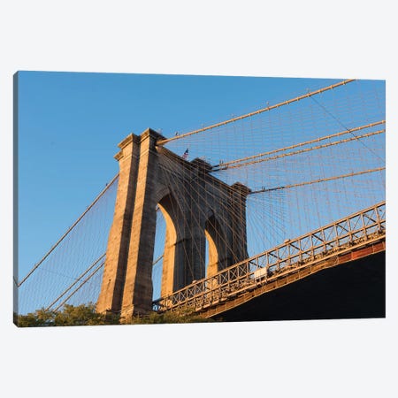 The south tower of the iconic Brooklyn Bridge, New York City, New York Canvas Print #GPR3} by Greg Probst Canvas Art Print