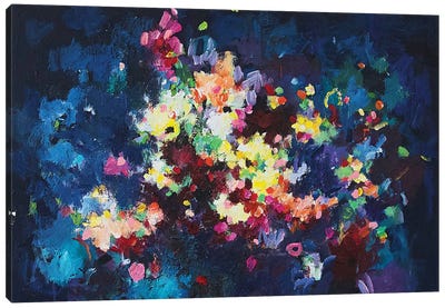 Wish You Flowers IX Canvas Art Print - Blue Abstract Art