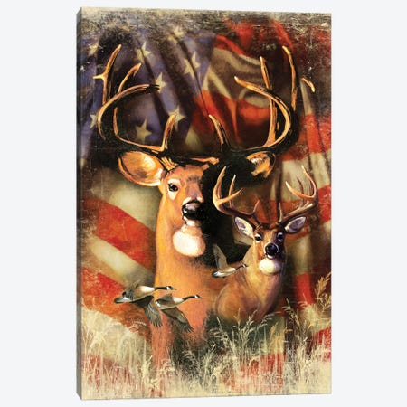 Shadow Beasts Deer And Flag Canvas Print #GRC104} by J. Charles Canvas Art Print