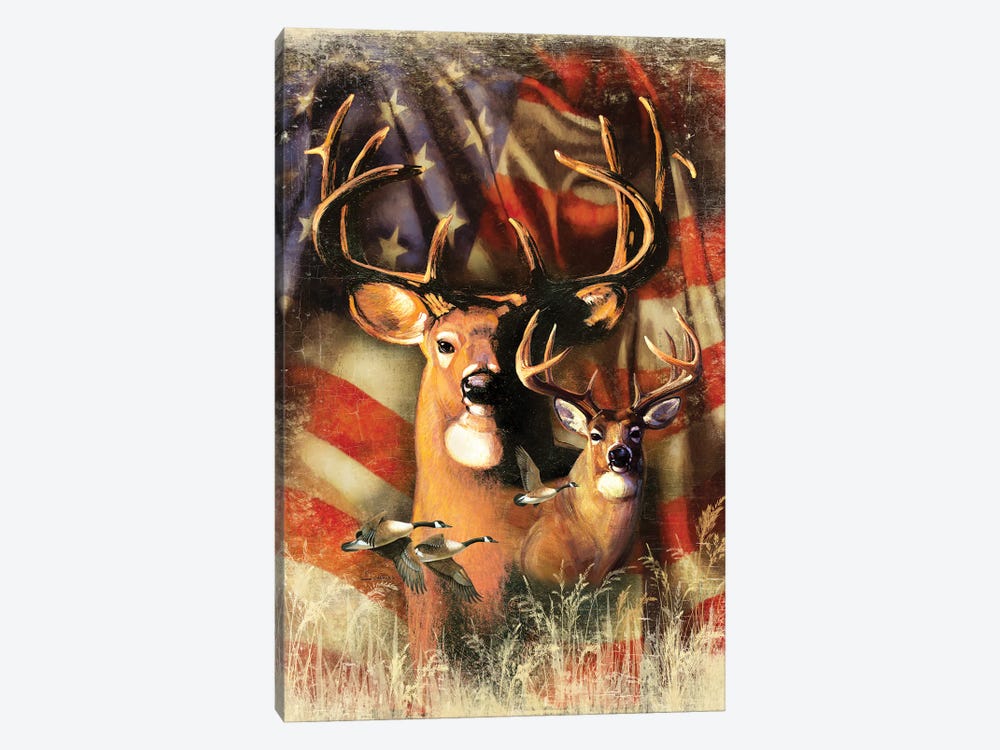 Shadow Beasts Deer And Flag by J. Charles 1-piece Canvas Wall Art