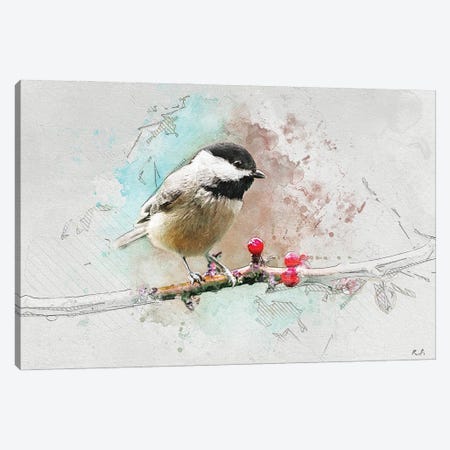 Chickadee Canvas Print #GRC118} by Rob Francis Art Print