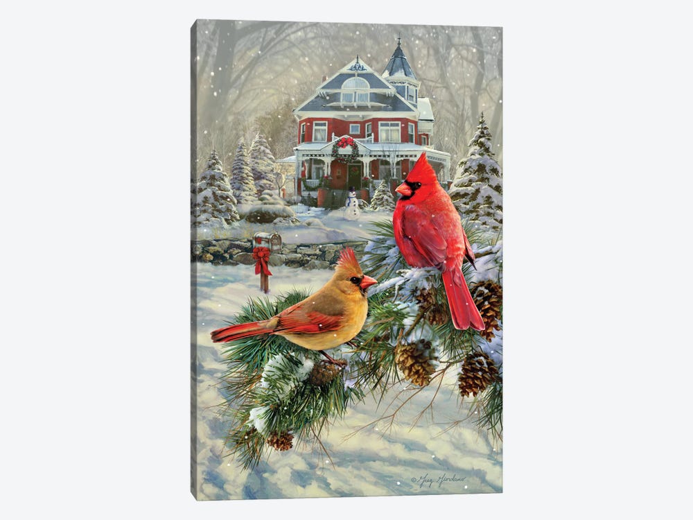 Cardinals And House 1-piece Canvas Art Print