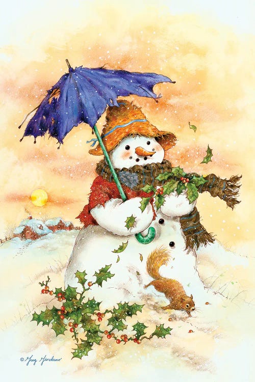 Snowman & Umbrella by Greg Giordano wall art
