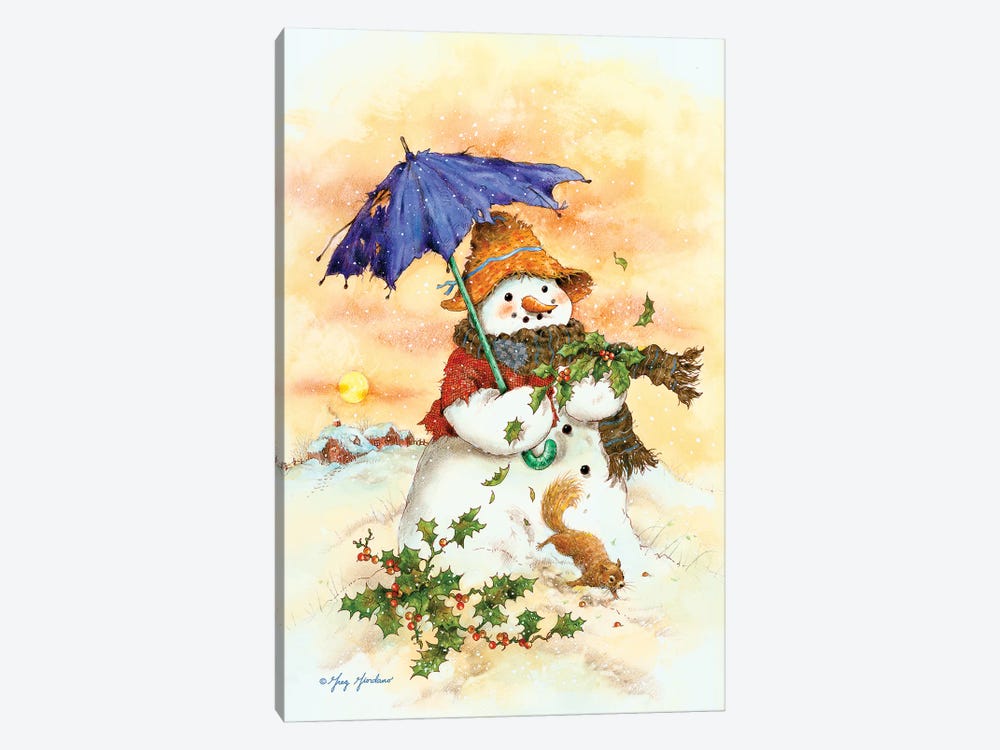 Snowman & Umbrella by Greg Giordano 1-piece Canvas Art Print