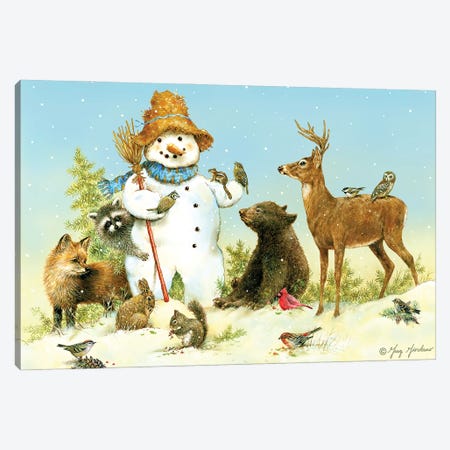 Snowman And Animals Canvas Print #GRC139} by Greg & Company Art Print