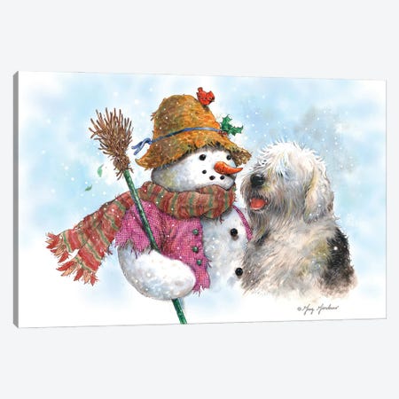 Snowman & Dog Canvas Print #GRC141} by Greg Giordano Canvas Art