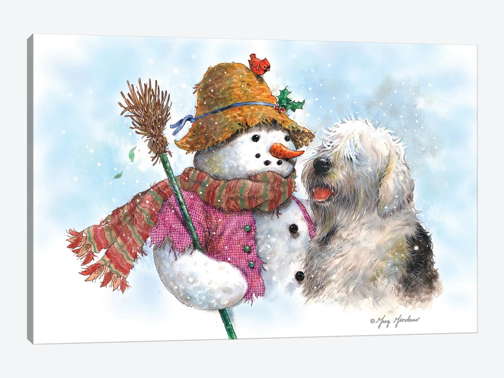 Snowman & Dog by Greg Giordano 1-piece Canvas Art Print