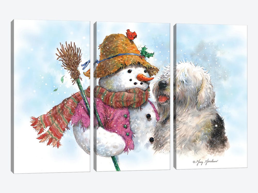Snowman & Dog by Greg Giordano 3-piece Art Print