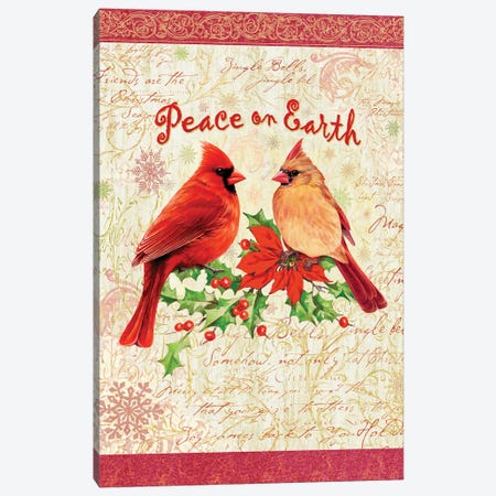 GREGCO Greg Giordano 347 Peace On Earth Cardinals Canvas Print #GRC144} by Greg & Company Art Print