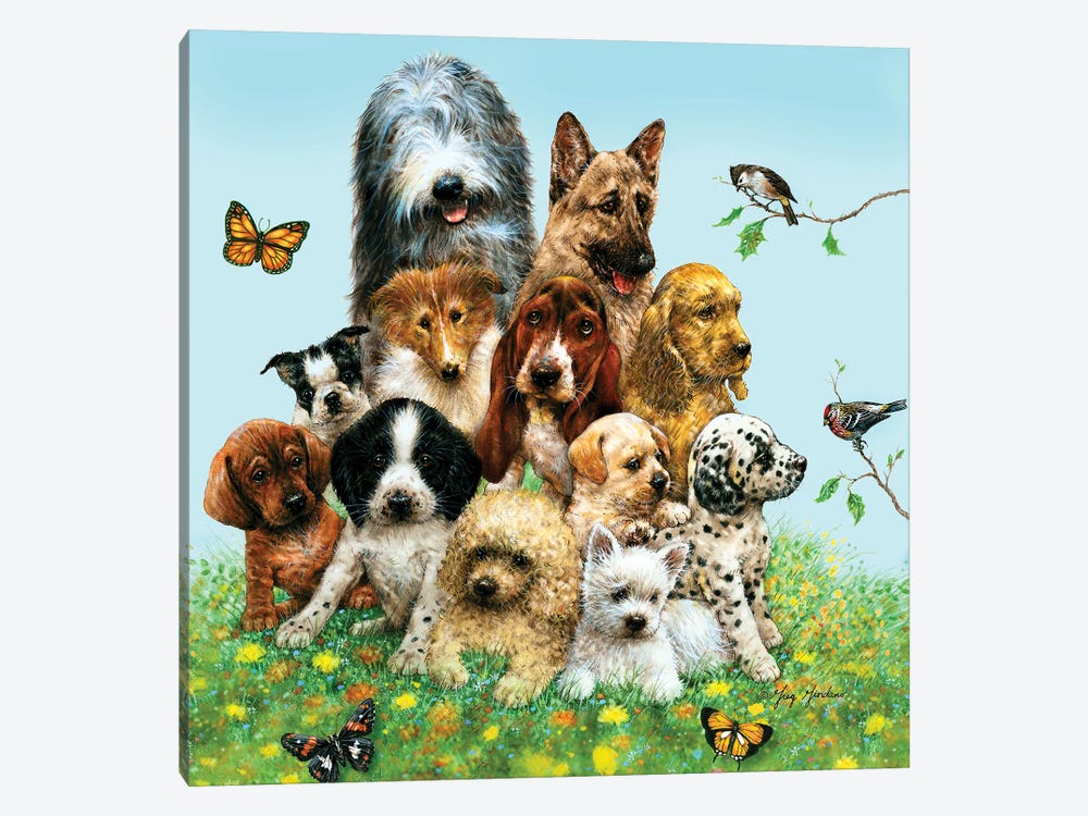 Puppies by Greg Giordano 1-piece Canvas Art