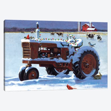 Winter Tractor With Lights Canvas Print #GRC159} by Greg & Company Canvas Print