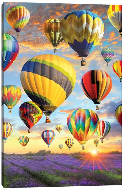 Hot Air Baloons Canvas Art Print - Kids Transportation Art