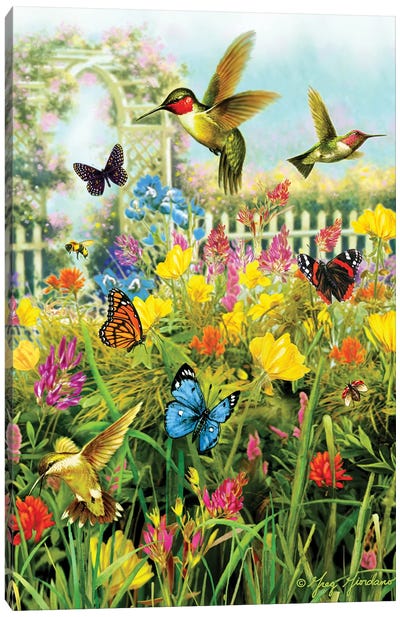Hummingbirds & Arbor Canvas Art Print - Greg & Company