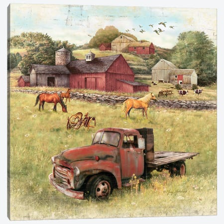 Barns And Old Truck Canvas Print #GRC2} by Greg & Company Canvas Print