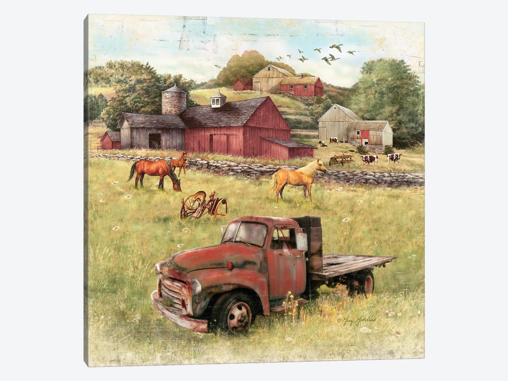 Barns And Old Truck 1-piece Canvas Art