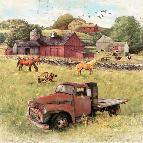 By Land: Barns And Old Truck by Greg Giordano