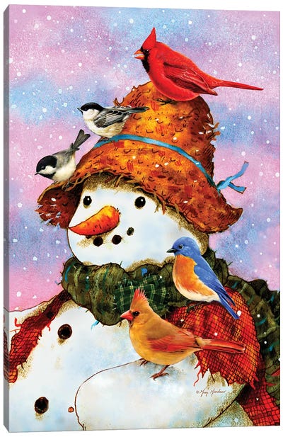 Northwoods Snowman Canvas Art Print - Snowman Art