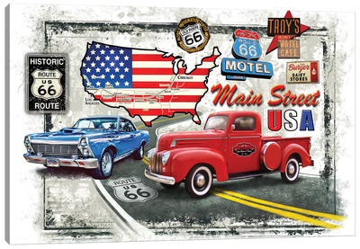 Nostalgic America Cars Canvas Art Print - Trucks