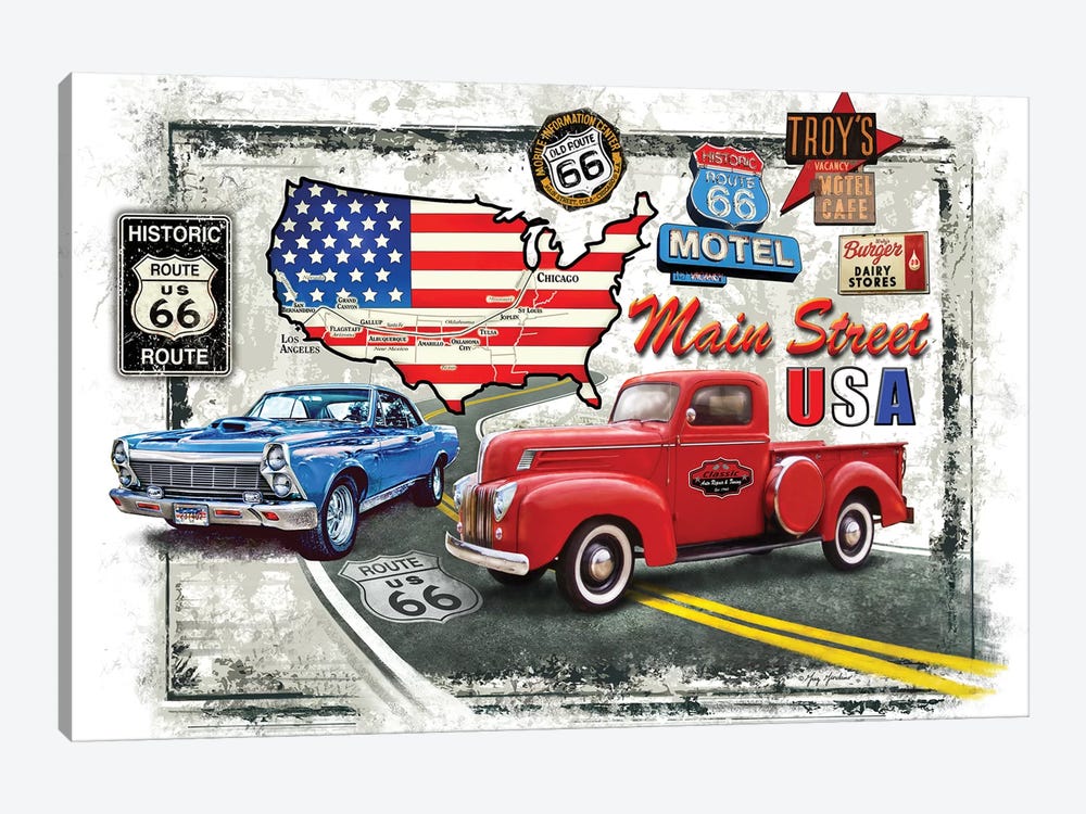 Nostalgic America Cars by Greg Giordano 1-piece Canvas Wall Art