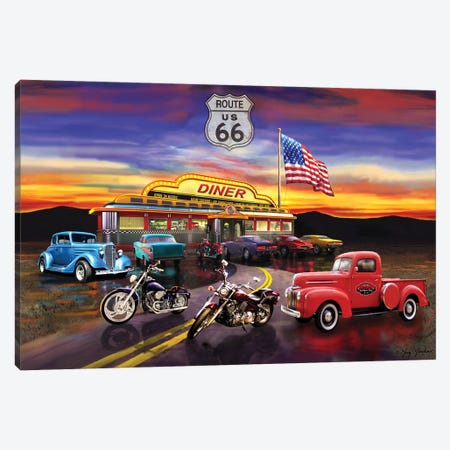 Nostalgic America Diner And Cars Canvas Print #GRC36} by Greg & Company Canvas Art