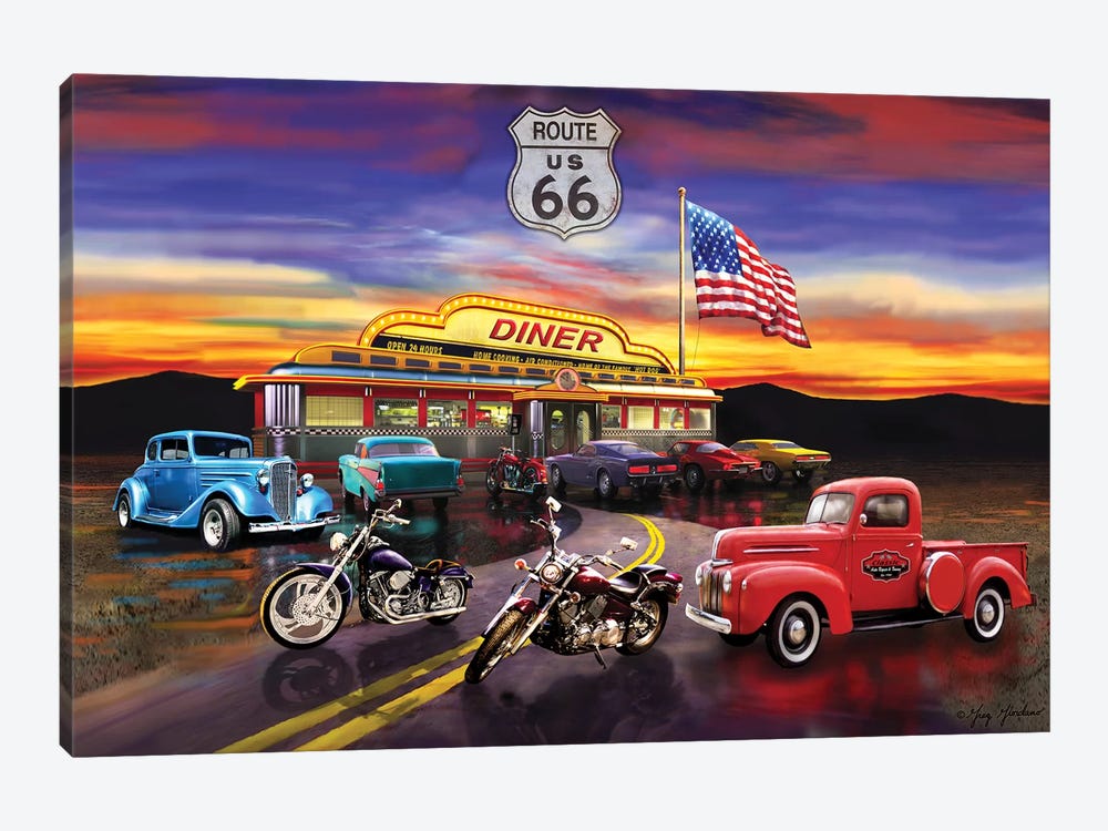 Nostalgic America Diner And Cars by Greg Giordano 1-piece Canvas Art