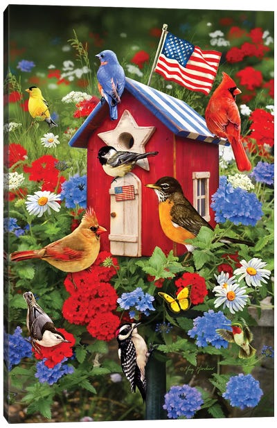 Patriotic Birdhouse Canvas Art Print
