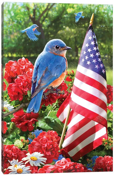 Patriotic Bluebird Canvas Art Print - Greg & Company
