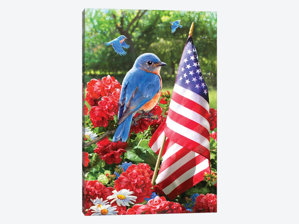 Patriotic Bluebird by Greg Giordano 1-piece Canvas Wall Art