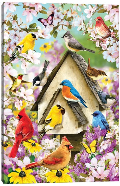 Spring Birds And Dogwood Canvas Art Print - Dogwood Art