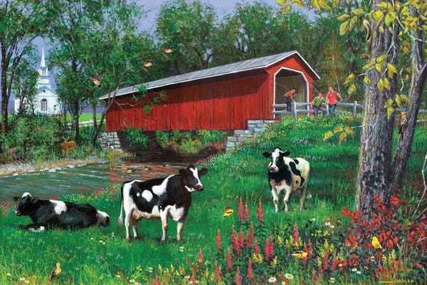 Greg & Company: Summer Day Covered Bridge by J. Charles