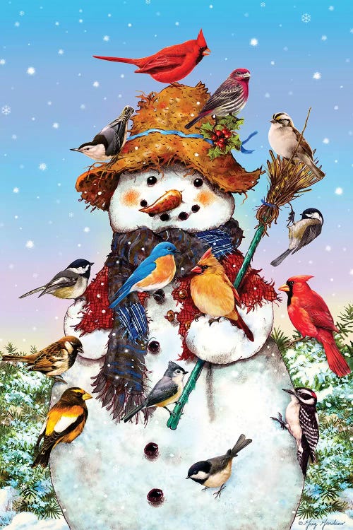 Birds And Snowman by Greg Giordano wall art