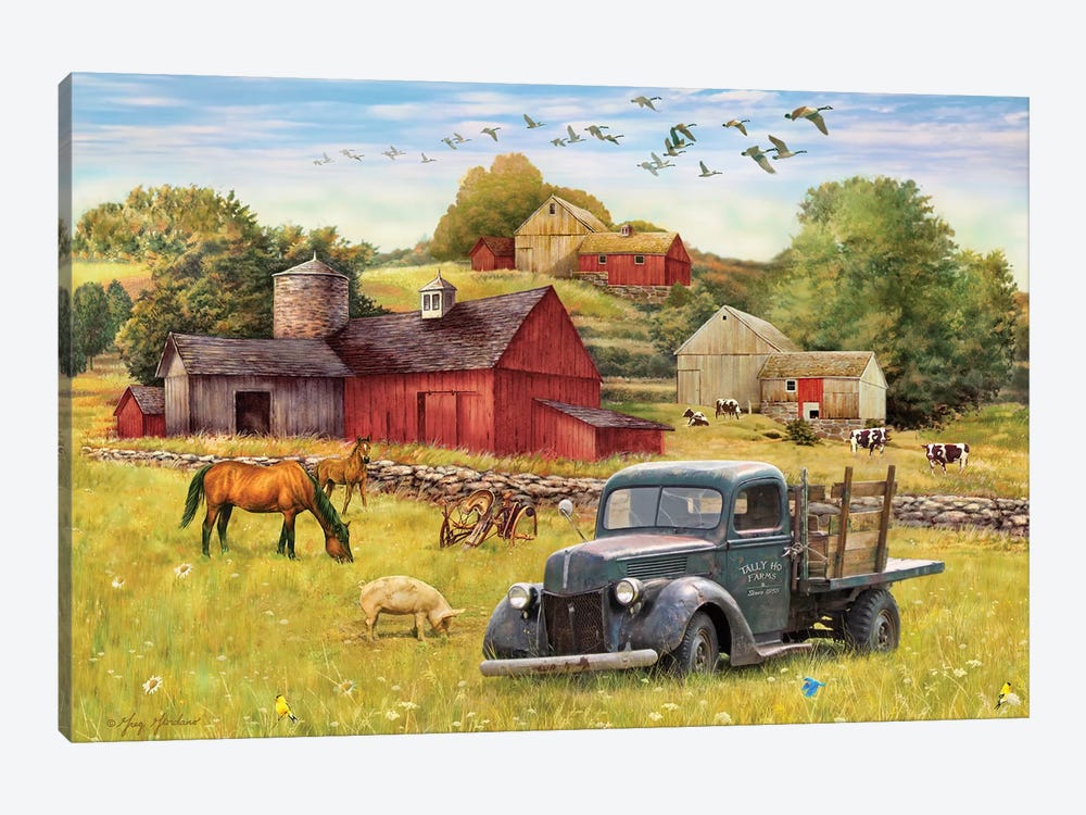 Tally Ho Farms And Truck by Greg Giordano 1-piece Canvas Artwork