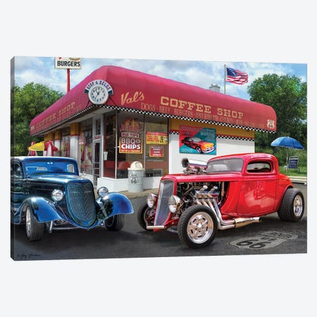 Val’s Nostalgic American Diner Canvas Print #GRC51} by Greg Giordano Canvas Print