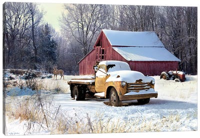 Winter Truck Canvas Art Print - Trucks