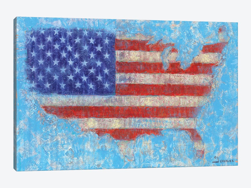 American Flag by J. Charles 1-piece Canvas Wall Art