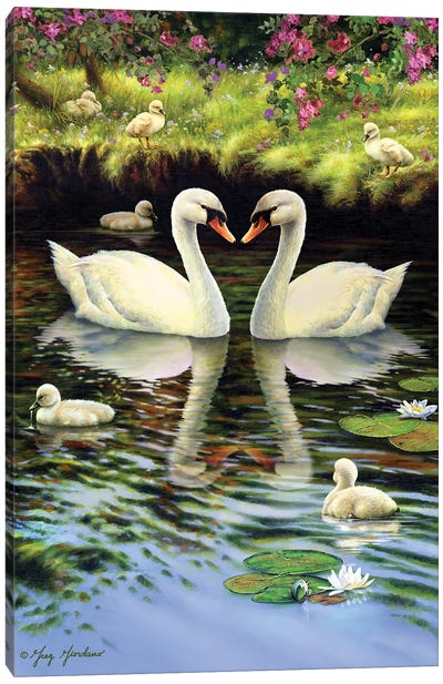 Swan Family Canvas Art Print - Greg & Company