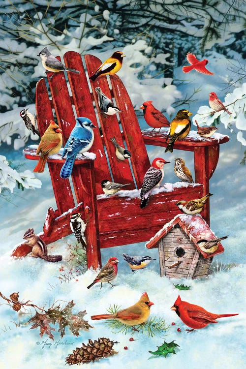 Birds On Adirondack Chair by Greg Giordano wall art