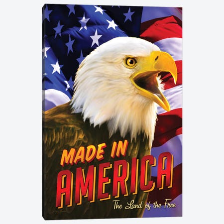 Eagle & Flag Canvas Print #GRC80} by Greg Giordano Canvas Art