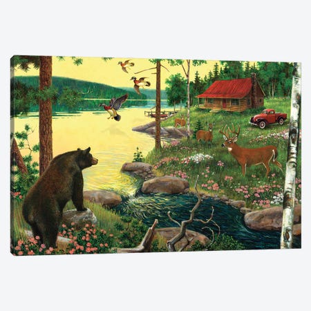 Cabin In The Woods Canvas Print #GRC90} by J. Charles Canvas Print