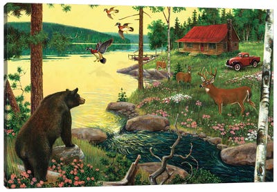 Cabin In The Woods Canvas Art Print - J. Charles