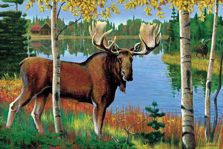 Moose At Lake by J. Charles wall art