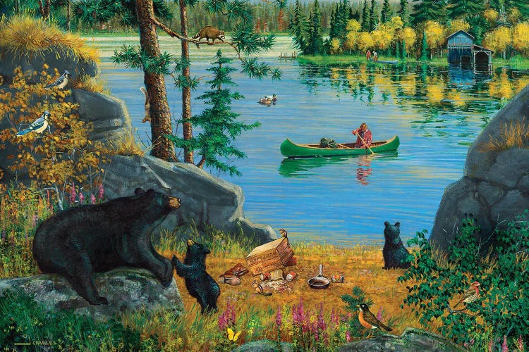 Bear Family At Lake by J. Charles wall art