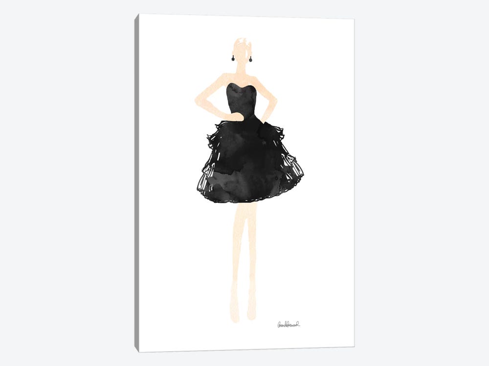 Fashion Illustration Model in Black Dress by Amanda Greenwood 1-piece Canvas Wall Art